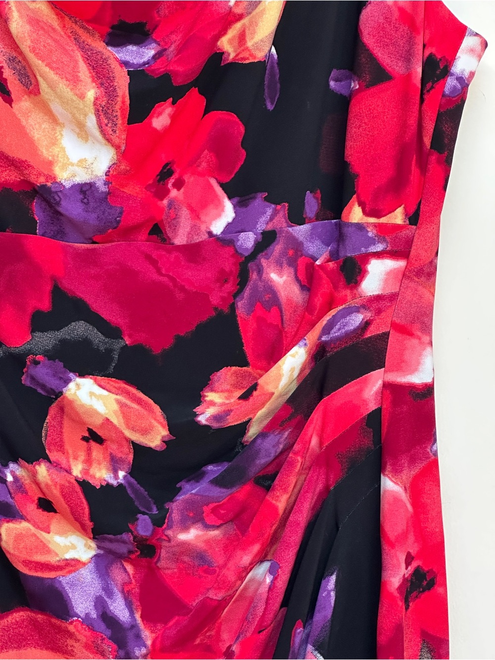 Lauren Ralph Lauren Floral Sheath Dress Pink Purple Black Cowl Neck Size 16W - Picture 3 of 11